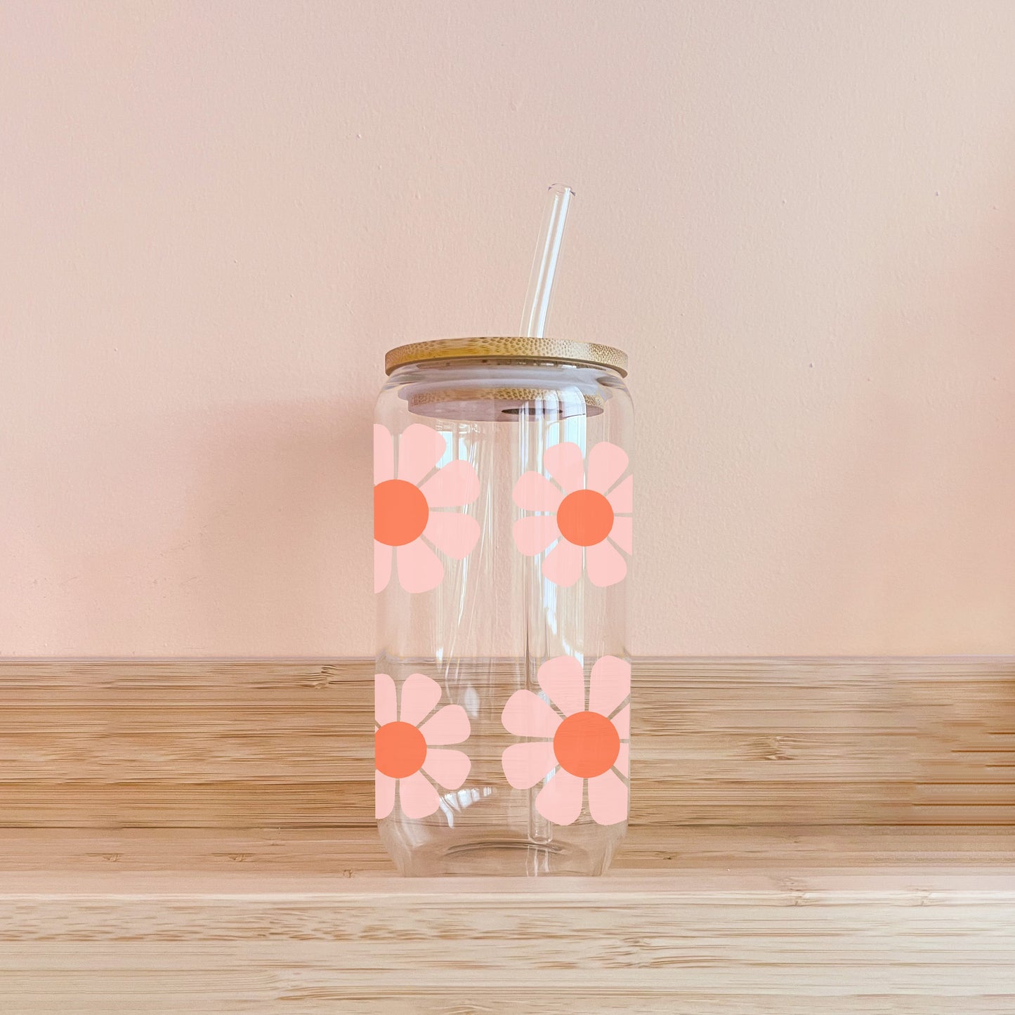 Verre boho - fleurs rose et orange MÖMYboutique
