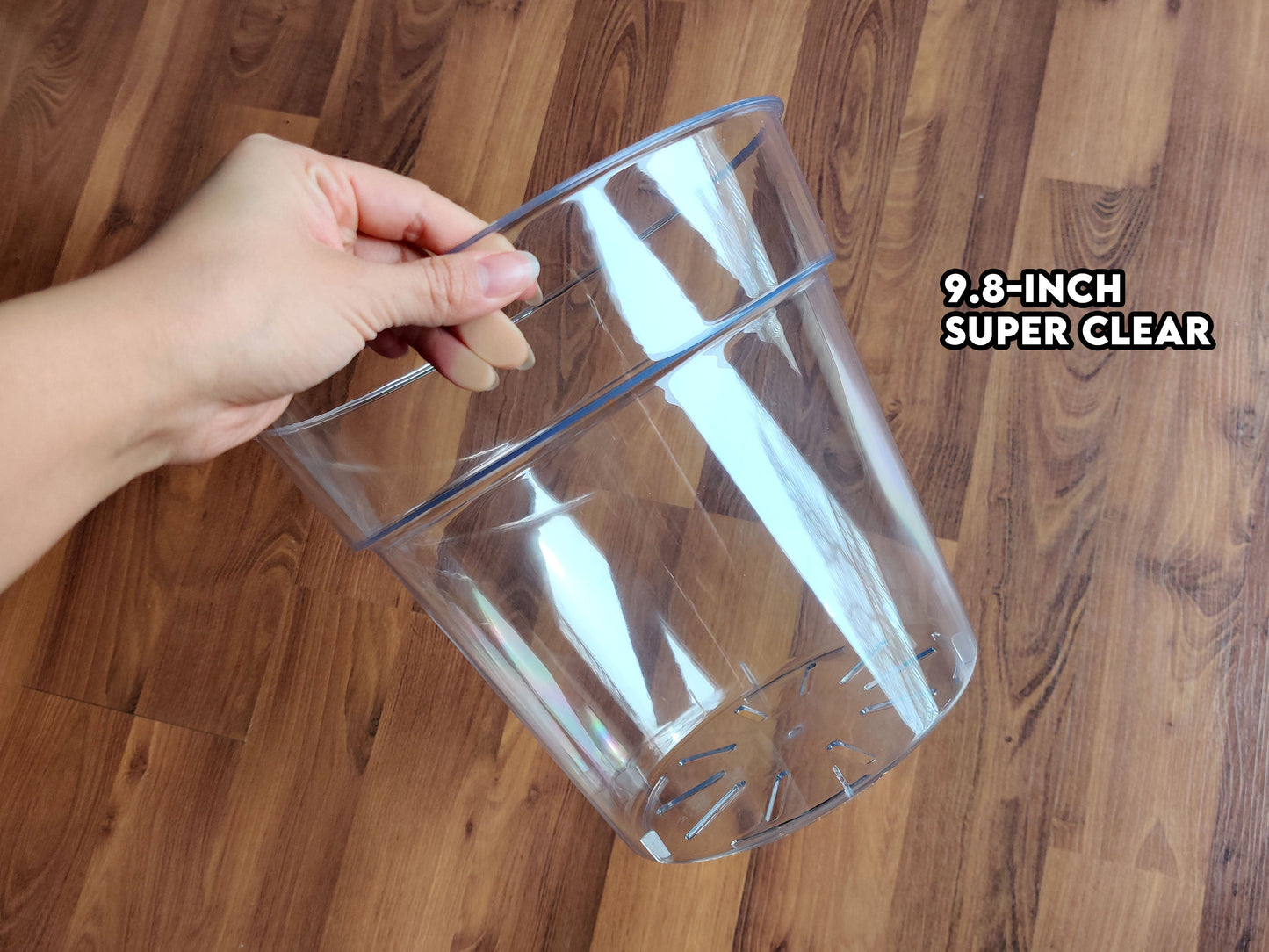 Round Clear Plant Pot - 10 Sizes With Bottom Drainage The Plant Puddle
