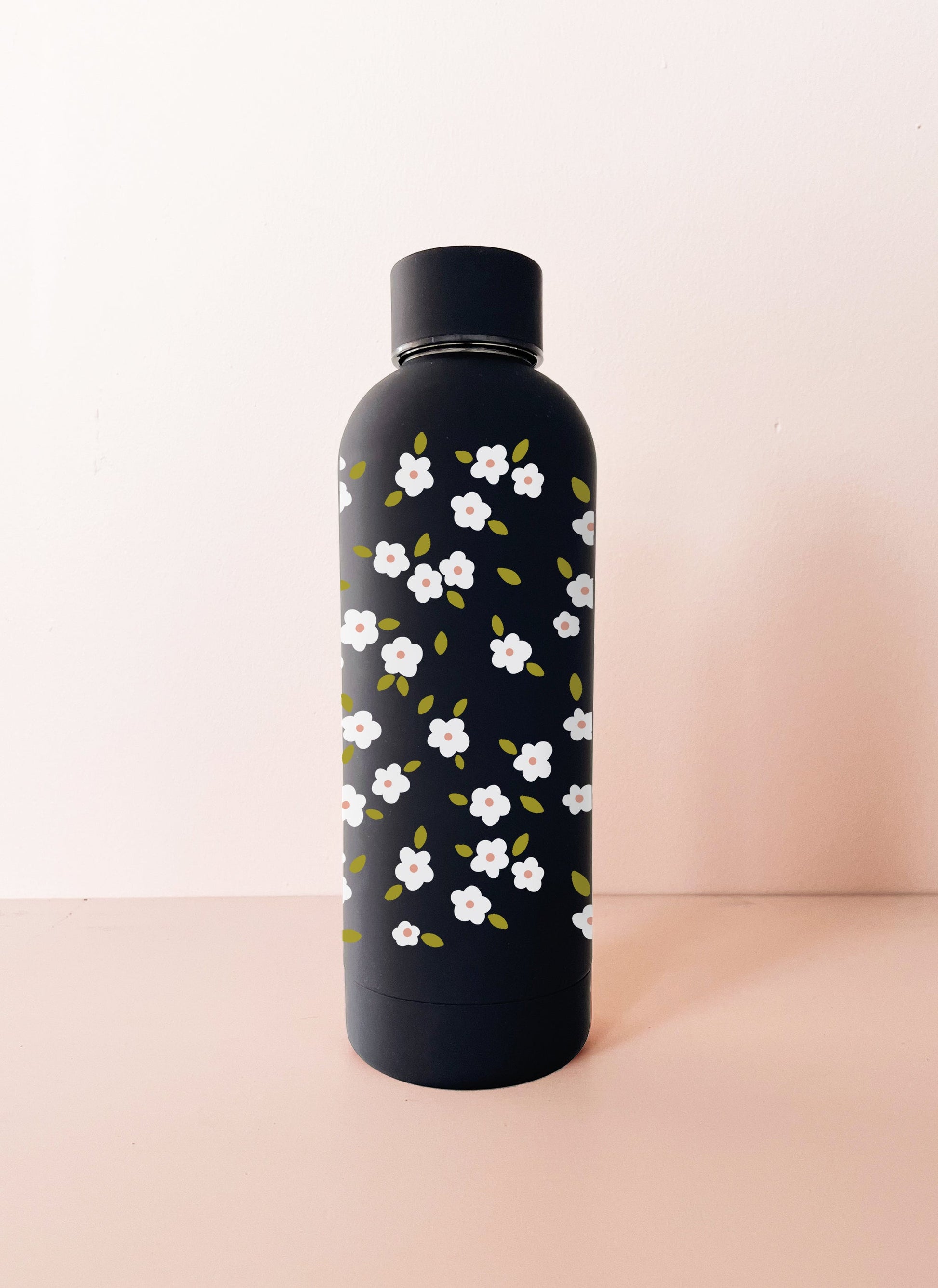 Bouteille en acier inox 17oz - noir Bloom blanc MÖMYboutique