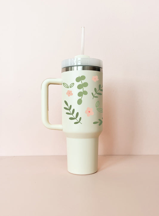 Gobelet isotherme 40oz - crème Eucalyptus MÖMYboutique