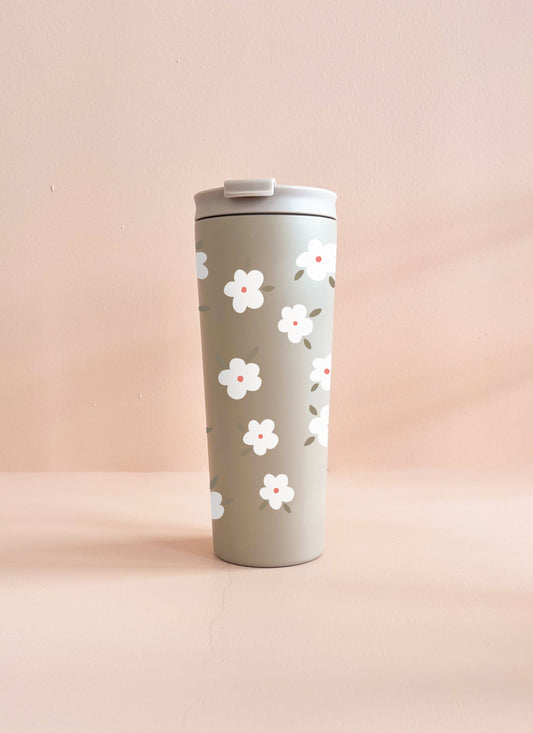Gobelet isotherme 24oz - greige Fleurs d'hiver MÖMYboutique