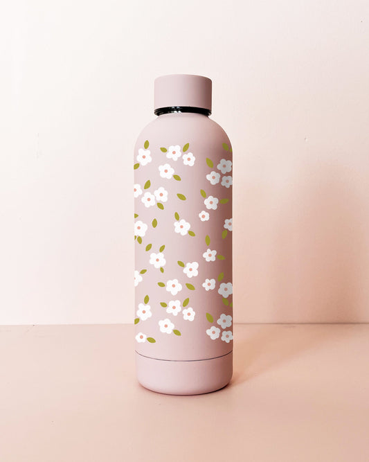 Bouteille en acier inox 17oz - rose pâle Bloom blanc MÖMYboutique