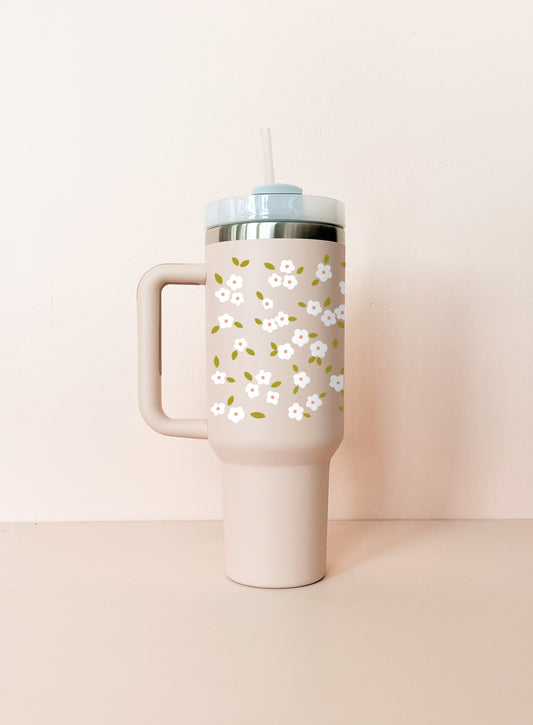 Gobelet isotherme 40oz - rose pâle Bloom blanc MÖMYboutique