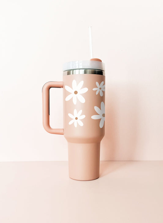 Gobelet isotherme 40oz - vieux rose marguerites MÖMYboutique