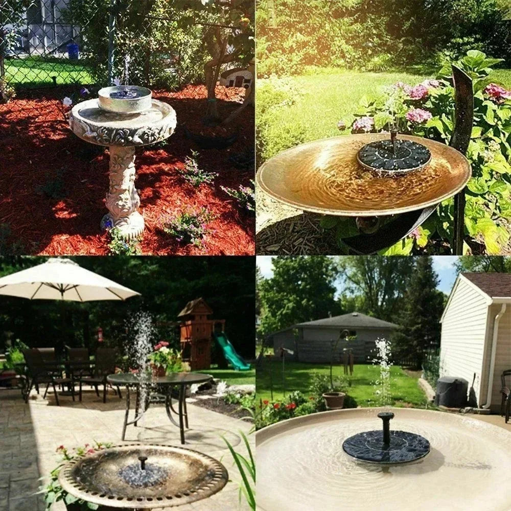 Pompe Fontaine Solaire Flottante – 4 Buses pour Bain d’Oiseaux, Bassin & Jardin Vert Un Jardin