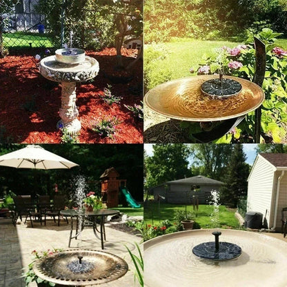 Pompe Fontaine Solaire Flottante – 4 Buses pour Bain d’Oiseaux, Bassin & Jardin Vert Un Jardin