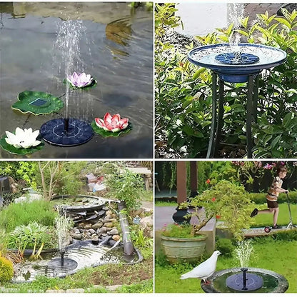Pompe Fontaine Solaire Flottante – 4 Buses pour Bain d’Oiseaux, Bassin & Jardin Vert Un Jardin