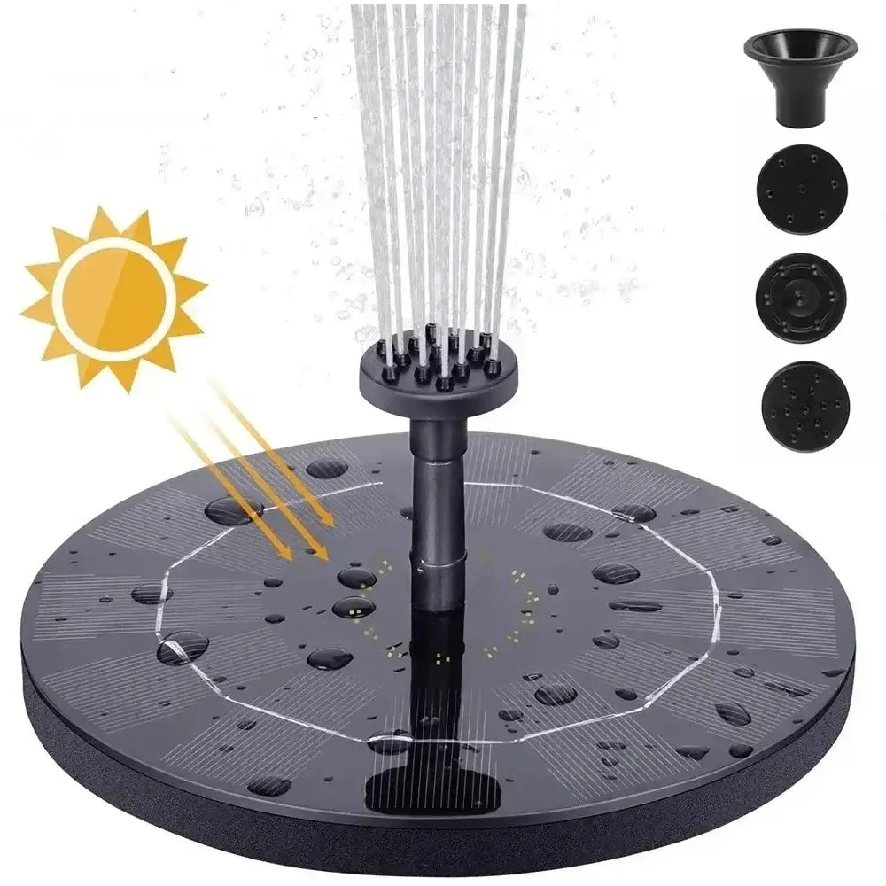 Pompe Fontaine Solaire Flottante – 4 Buses pour Bain d’Oiseaux, Bassin & Jardin Vert Un Jardin