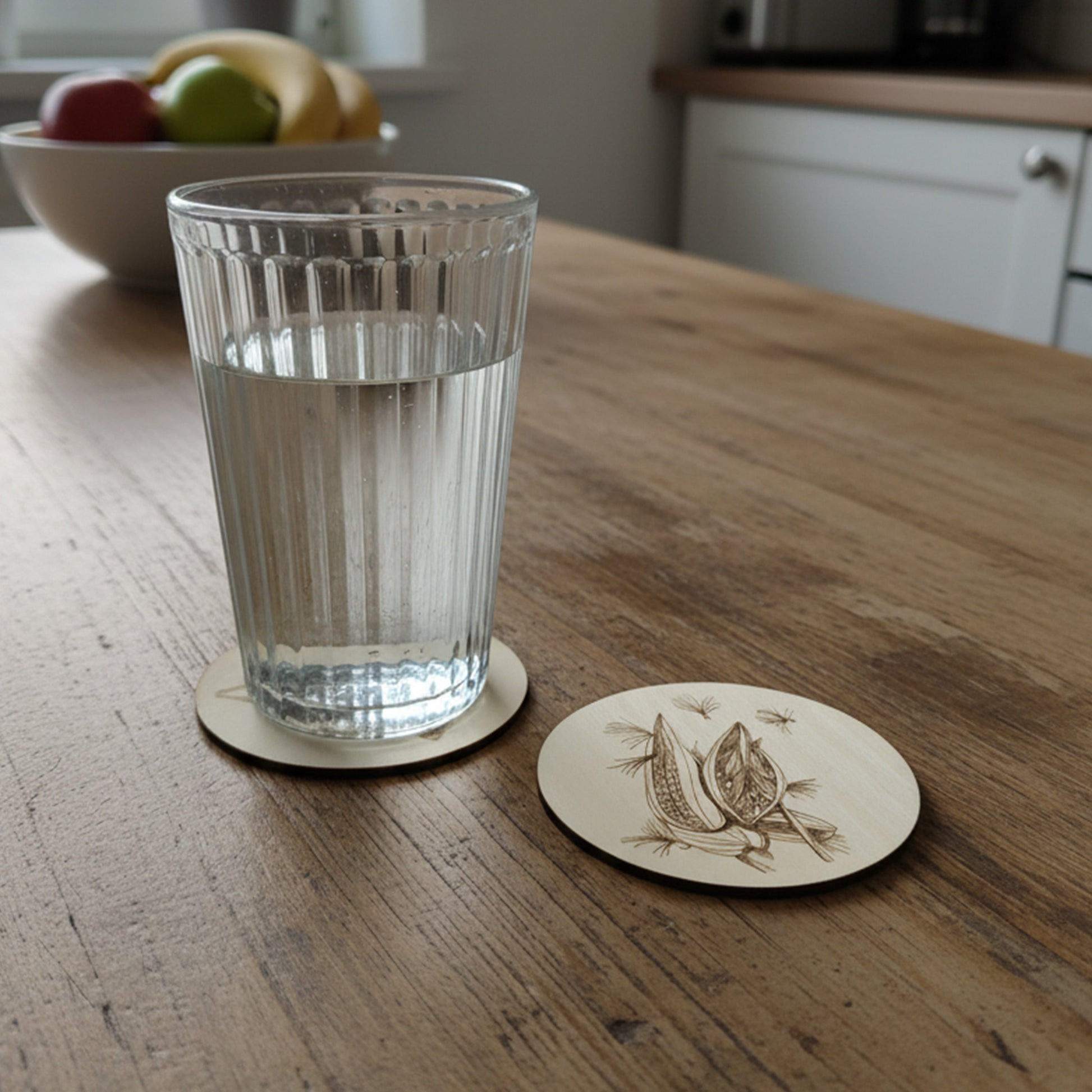 Sous-verres en bois Asclépiade et Monarque - gravés au laser Lasclay