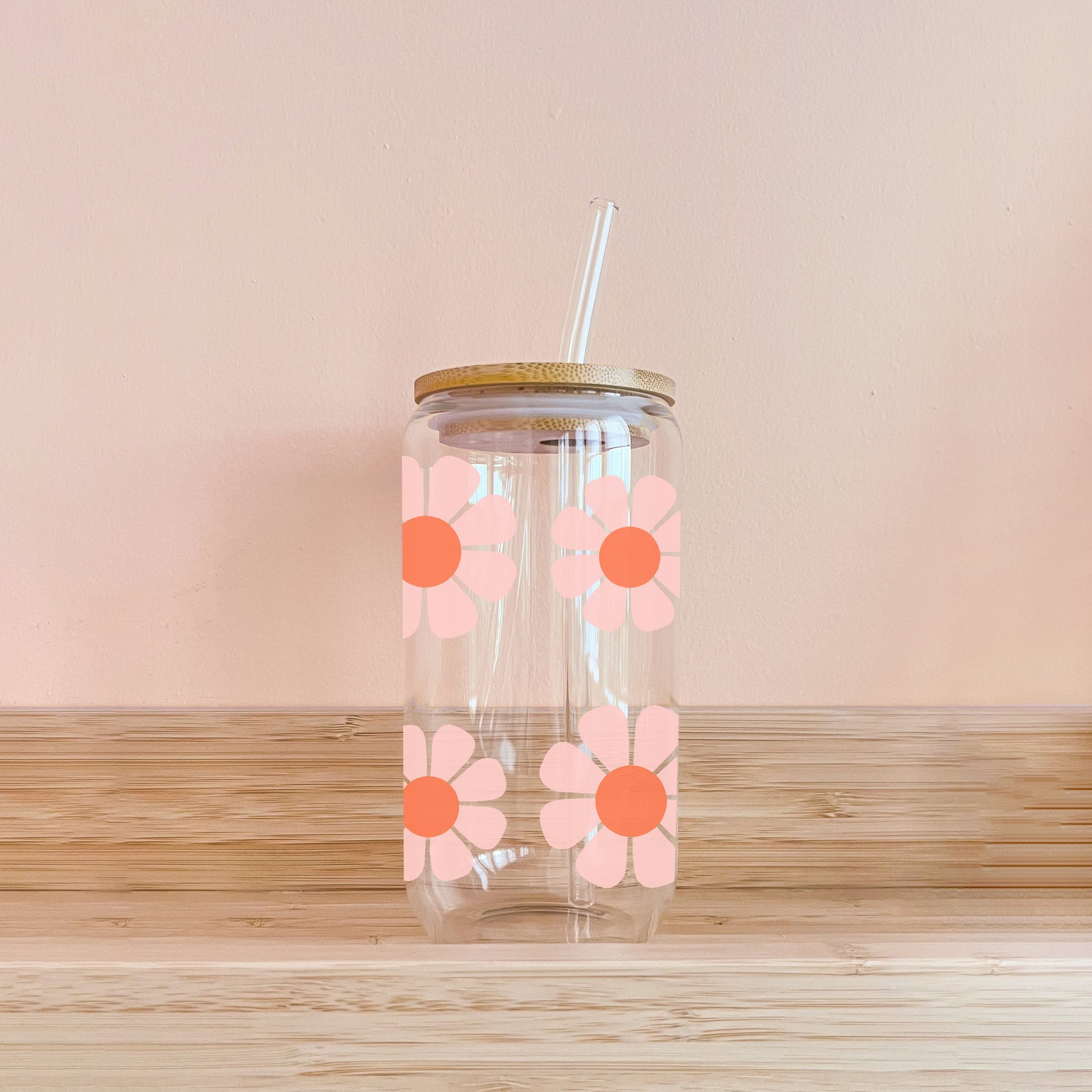 Verre boho - fleurs rose et orange MÖMYboutique