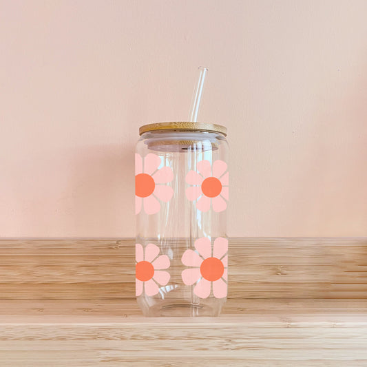 Verre boho - fleurs rose et orange MÖMYboutique