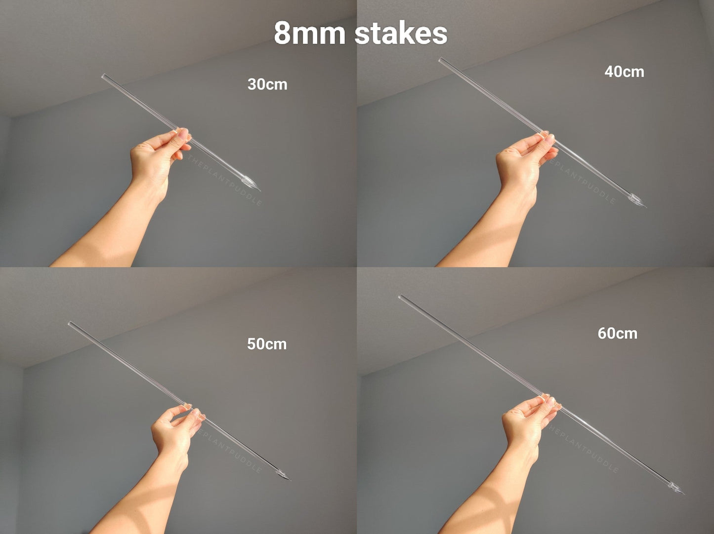 Straight Plant Stakes - Available In 6mm and 8mm Clear Acrylic The Plant Puddle