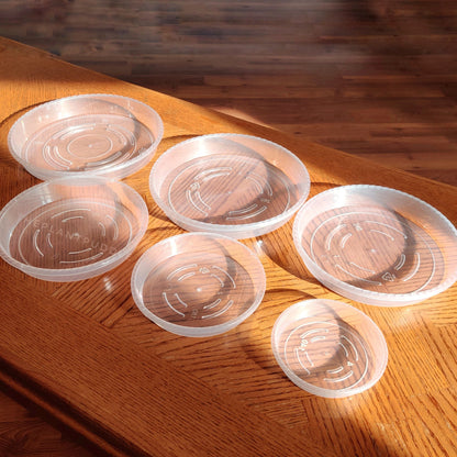 Round Plant Pot Saucers - Durable Translucent Plastic The Plant Puddle
