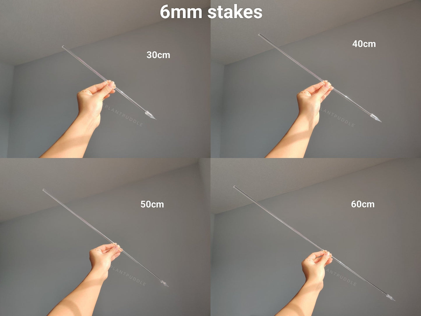 Straight Plant Stakes - Available In 6mm and 8mm Clear Acrylic The Plant Puddle