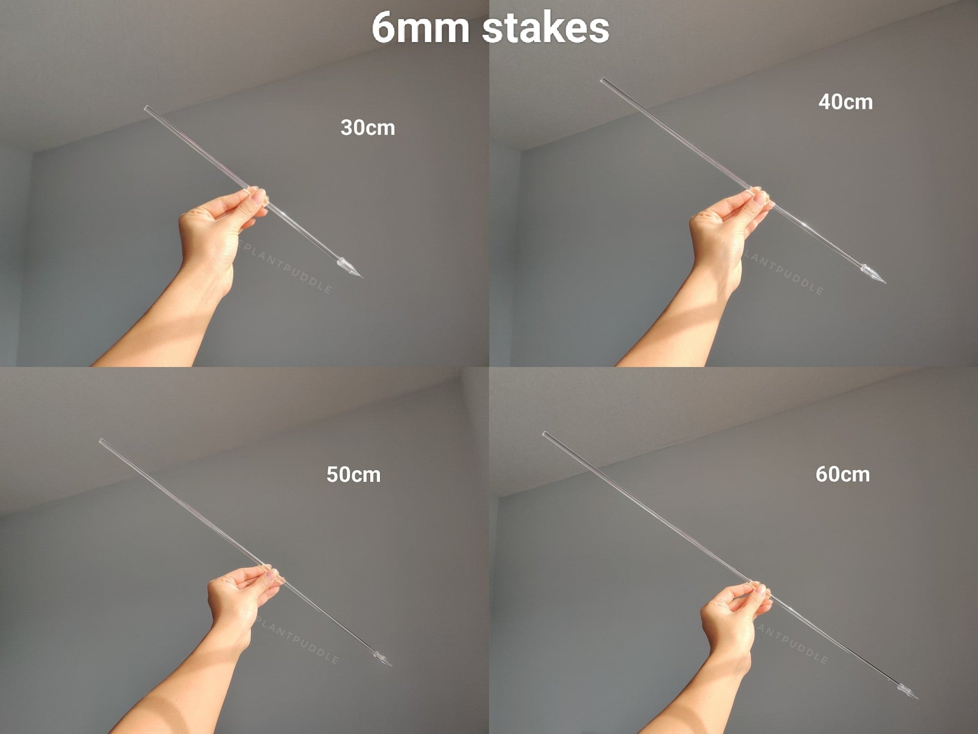Straight Plant Stakes - Available In 6mm and 8mm Clear Acrylic The Plant Puddle